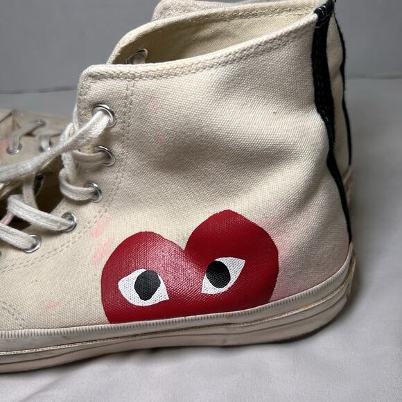 Converse x Comme Des Garcons Shoes Mens Size 12 Ivory High Top Chuck *AS IS READ - Picture 5 of 14